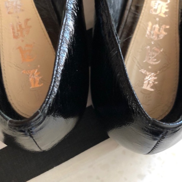 Vintage L.A.M.B. “Grisel” 7.5 Leather Peep Toe Ballet Flats Black White Shoe EUC - Picture 6 of 16